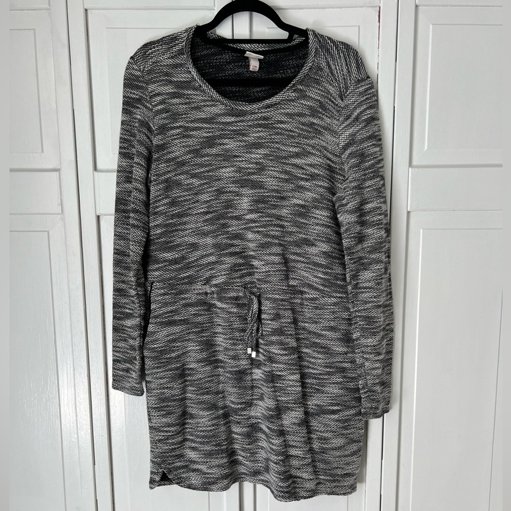 Merona Dark Grey Long Sleeve Dress, Size Large